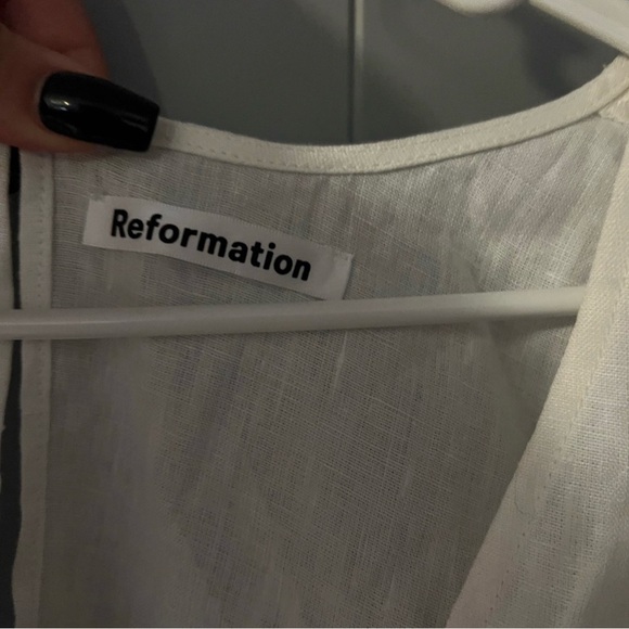 Reformation White Linen Wrap Midi Dress - Picture 2 of 2